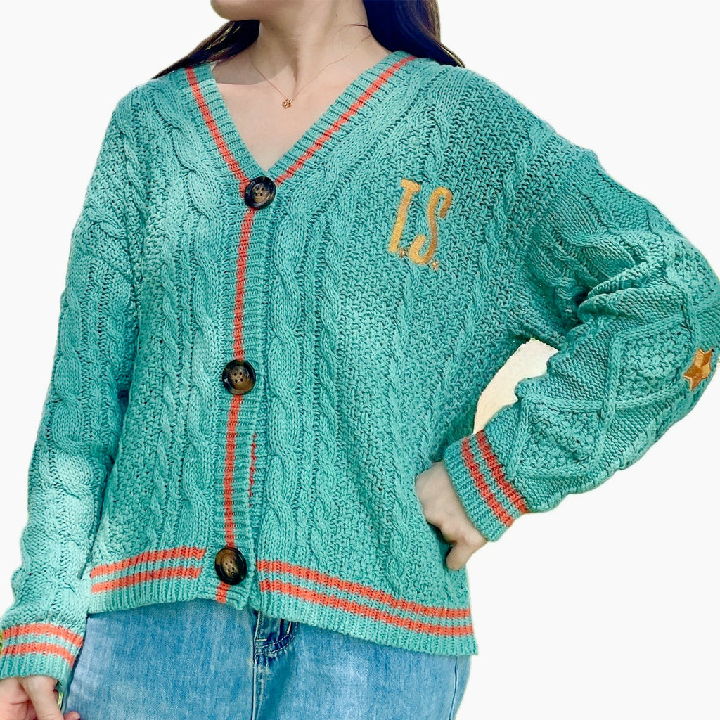 Green Cardigan Knitted Vintage
