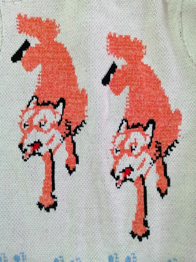 Fox Cardigan Project Hail Mary Inspired – Mary Maxim Style Wool Sweater, Nordic Zip Up Jacket, Handmade Winter Knit Gift