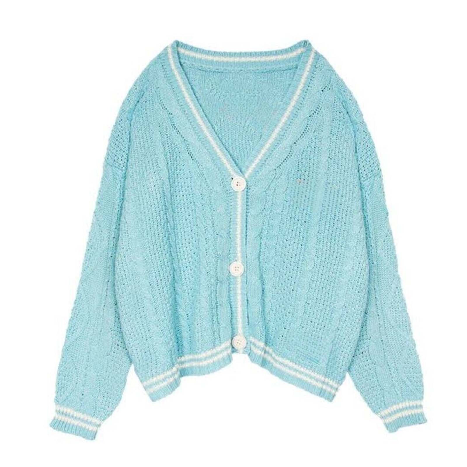 Taylor's 1989-Inspired Blue Seagull Knit Cardigan Vintage Cozy Button-Up Sweater