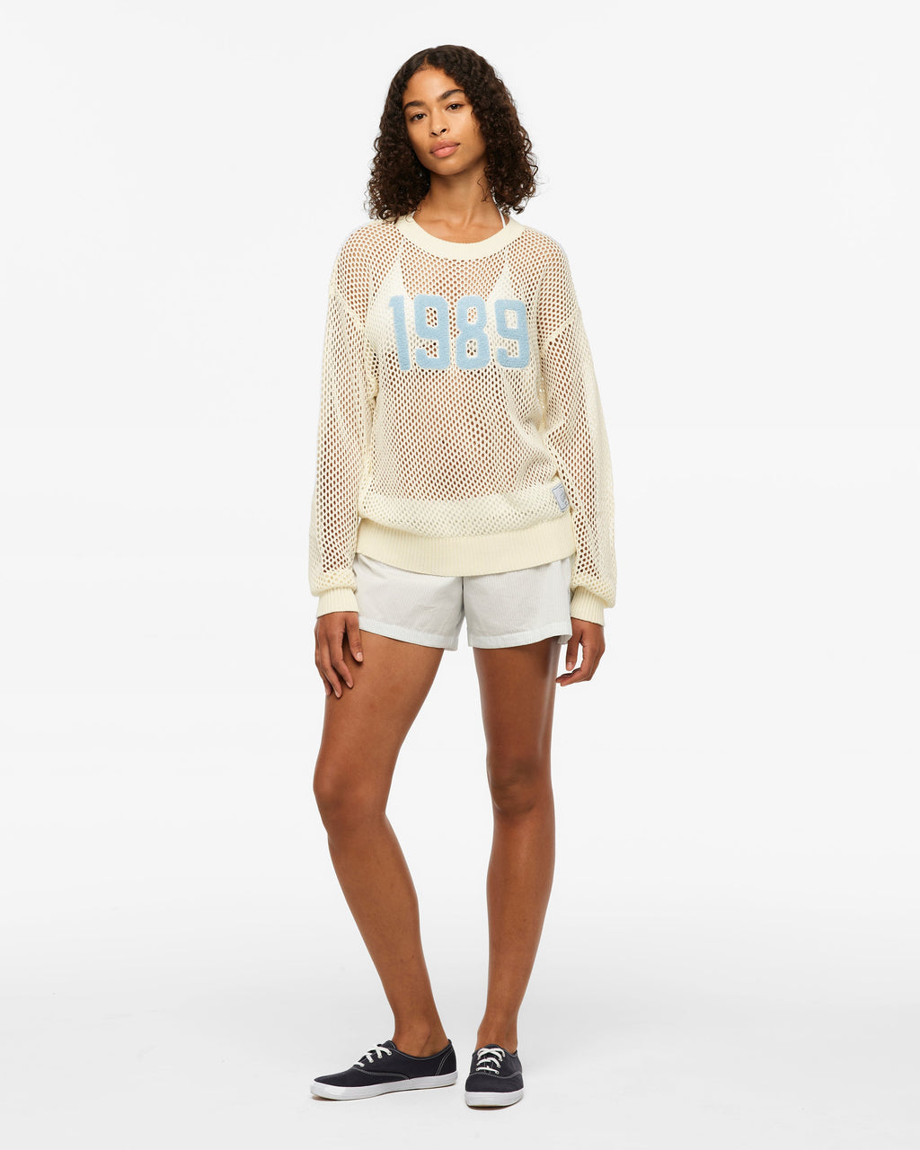 Taylor's 1989-Inspired Mesh Knit Sweater  Lightweight Retro Pullover