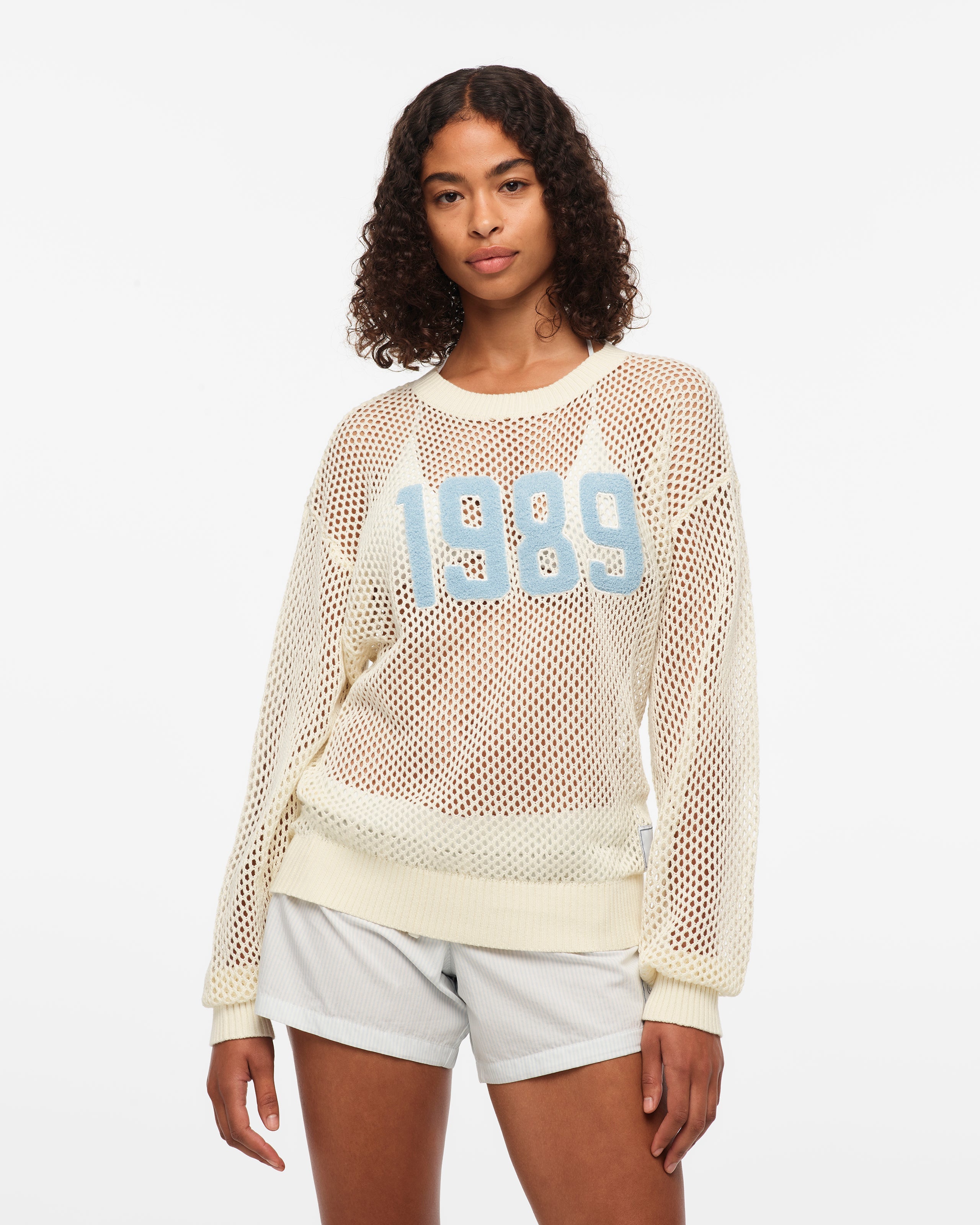 Taylor's 1989-Inspired Mesh Knit Sweater  Lightweight Retro Pullover