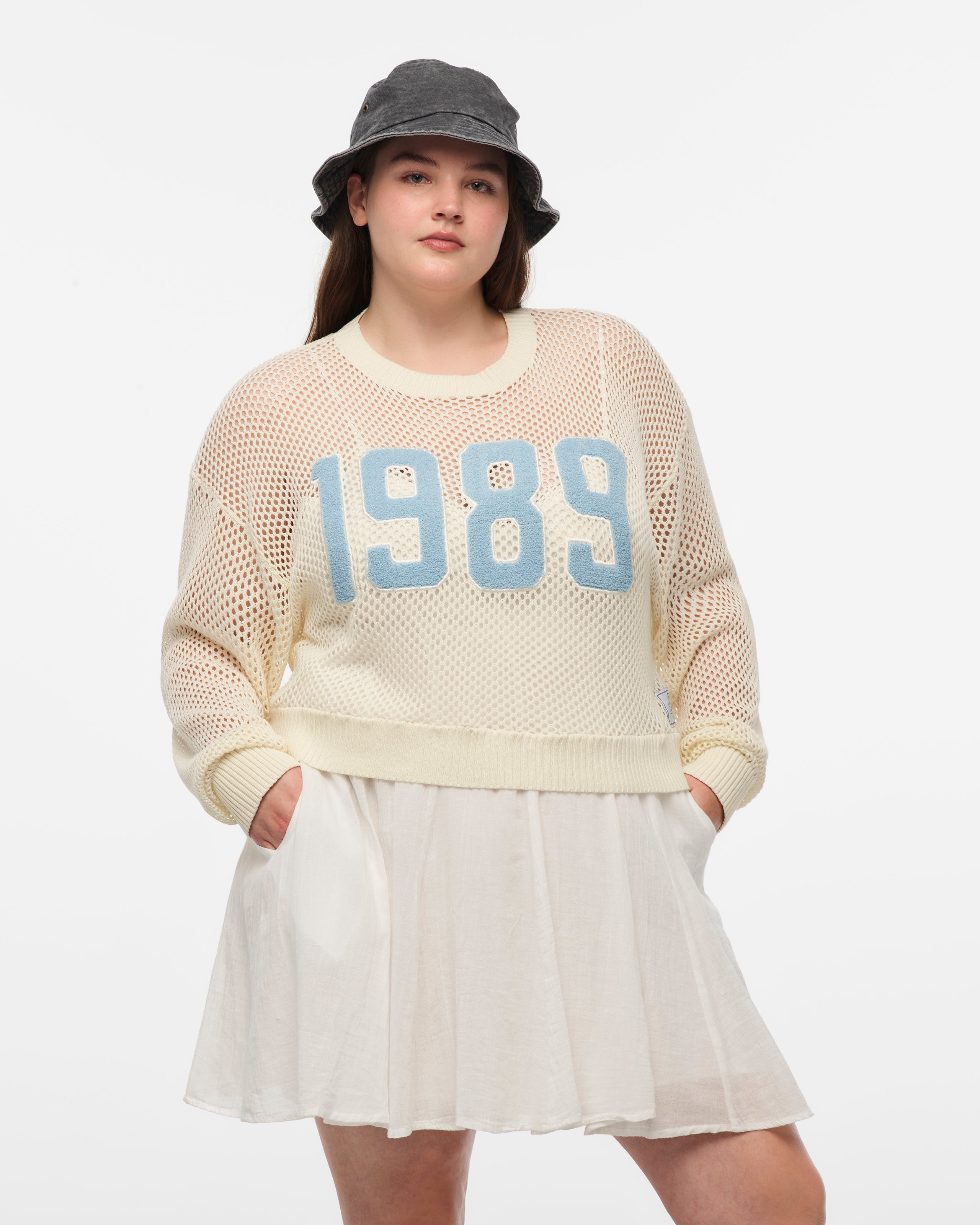 Taylor's 1989-Inspired Mesh Knit Sweater  Lightweight Retro Pullover