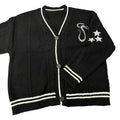 Black Snake Embroidered Star Cardigan Sweater Vintage Cable Knite