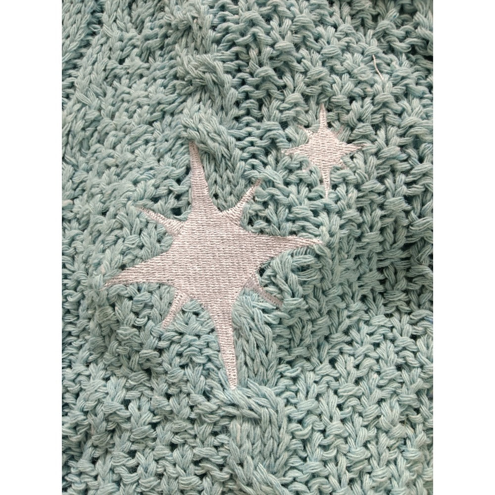 Blue Cardigan Embroidered Knited Long Sleeve