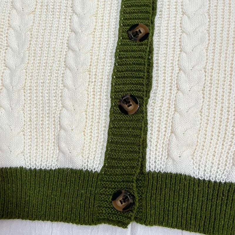 Cable Knit Cardigan Vintage Button Sweater