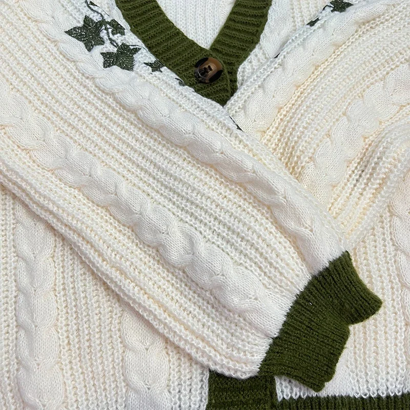 Cable Knit Cardigan Vintage Button Sweater