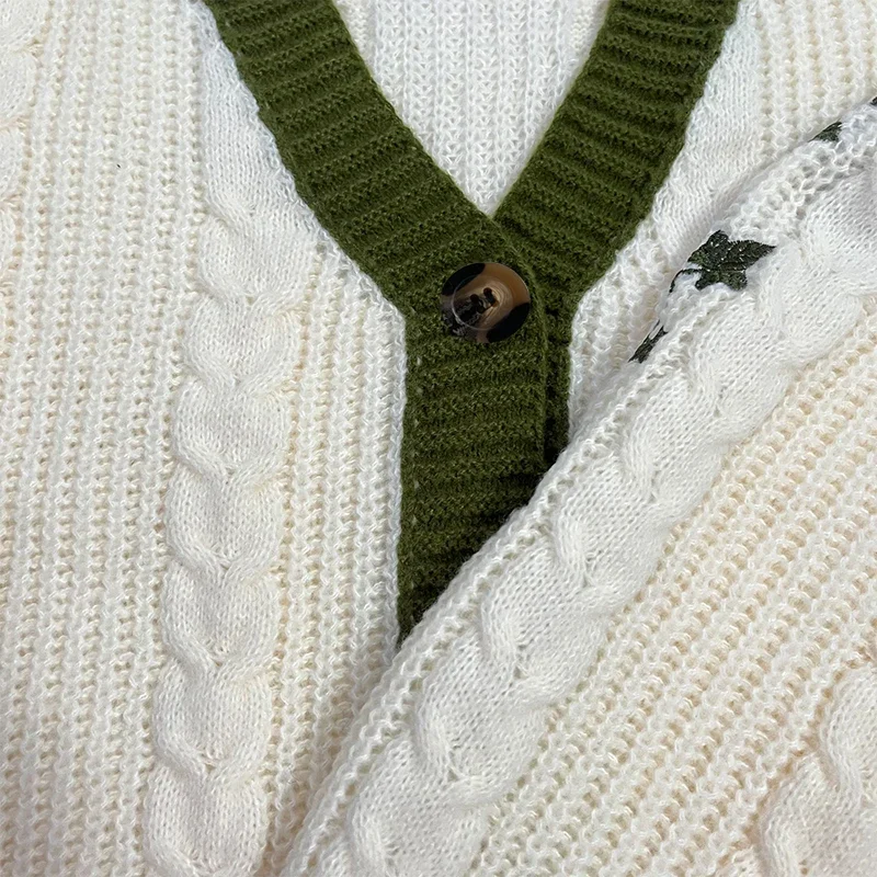 Cable Knit Cardigan Vintage Button Sweater