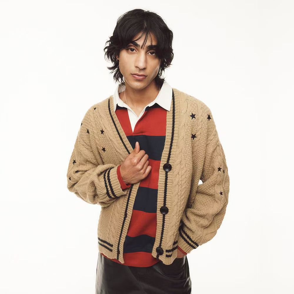 Taylor's Fearless Inspired Star Cable Knit Cardigan – Vintage Button-Up Sweater for Women