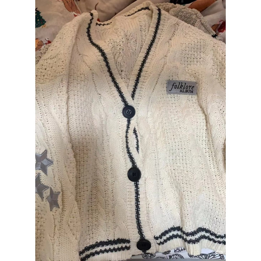 Taylor's Beige White Folklore Inspriled Cardigan Sweater