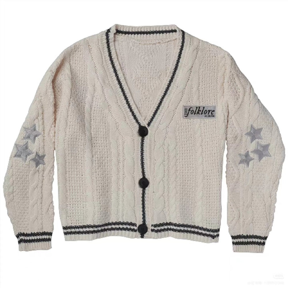 Taylor's Beige White Folklore Inspriled Cardigan Sweater