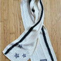Taylor's Foklore Scarf Beige White Embroidered Star Cable Knite