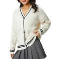 Beige White Inspriled Cardigan Sweater