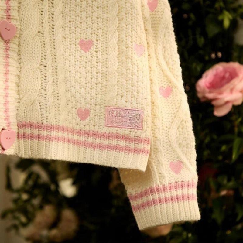 Pink Cardigan Vintage Cable Knite Valentine's Gift