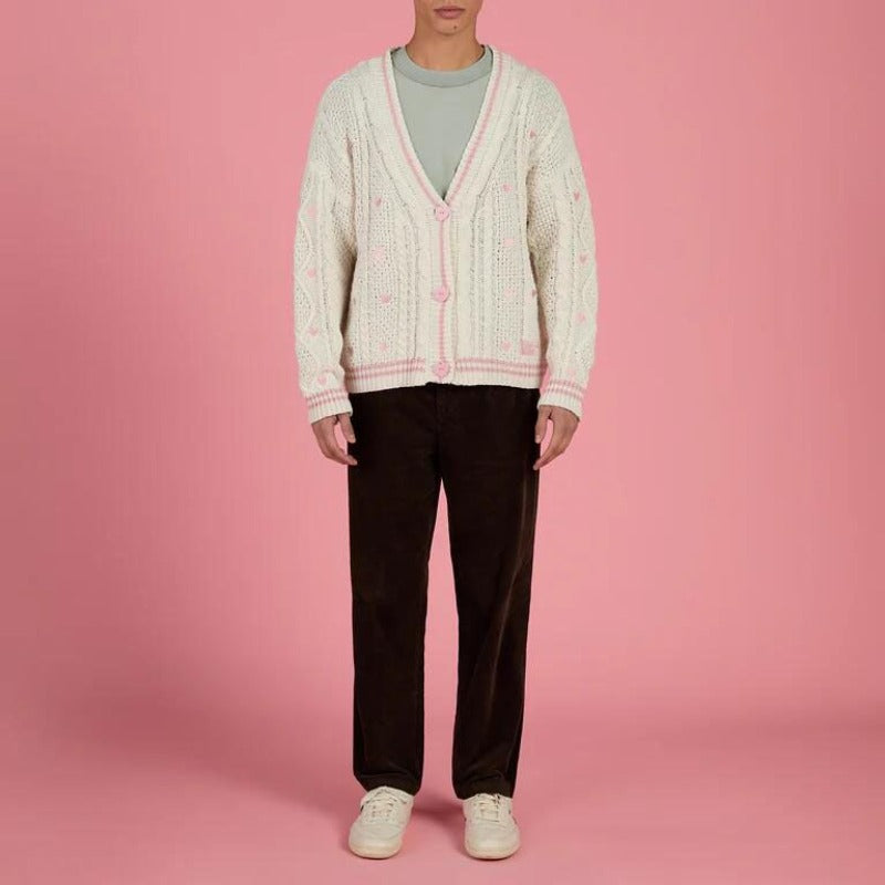 Pink Cardigan Vintage Cable Knite Valentine's Gift