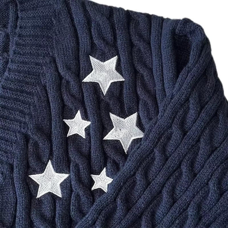 Taylor' s Midnights Cardigan Blue Embroidered Star Cable Knite Vintage