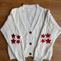 Cardigan Embroidered Star Cable Knite Sweater