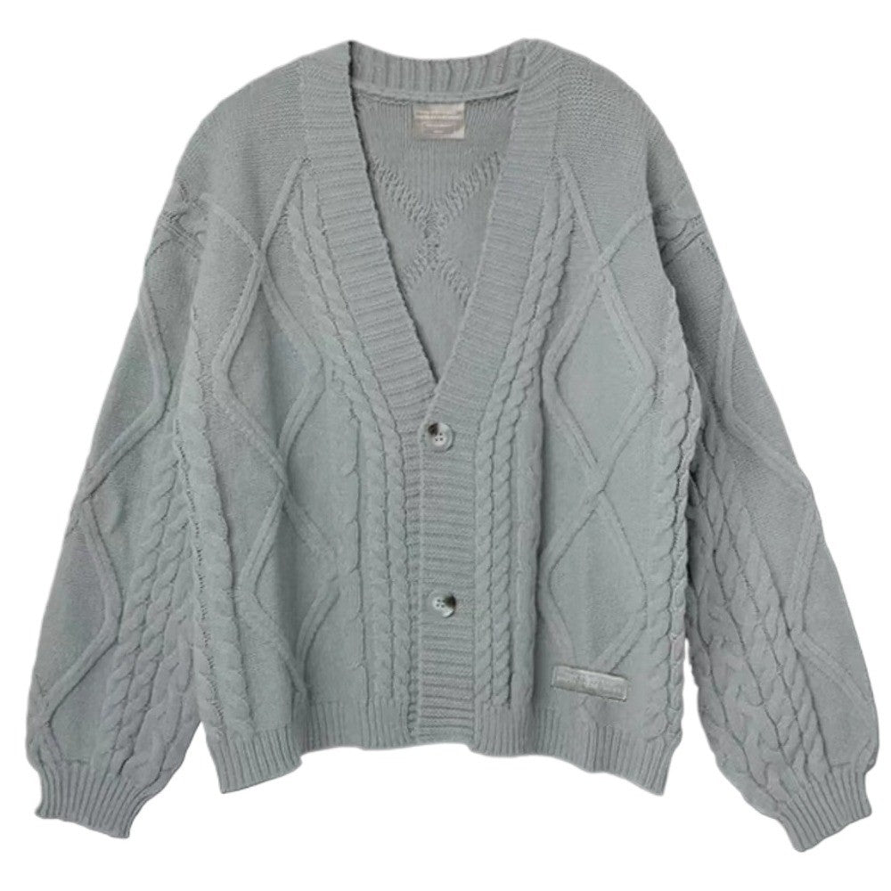 Taylor's TTPD The Tortured Poets Department Cardigan Gray Embroidered Cable Knite Sweater