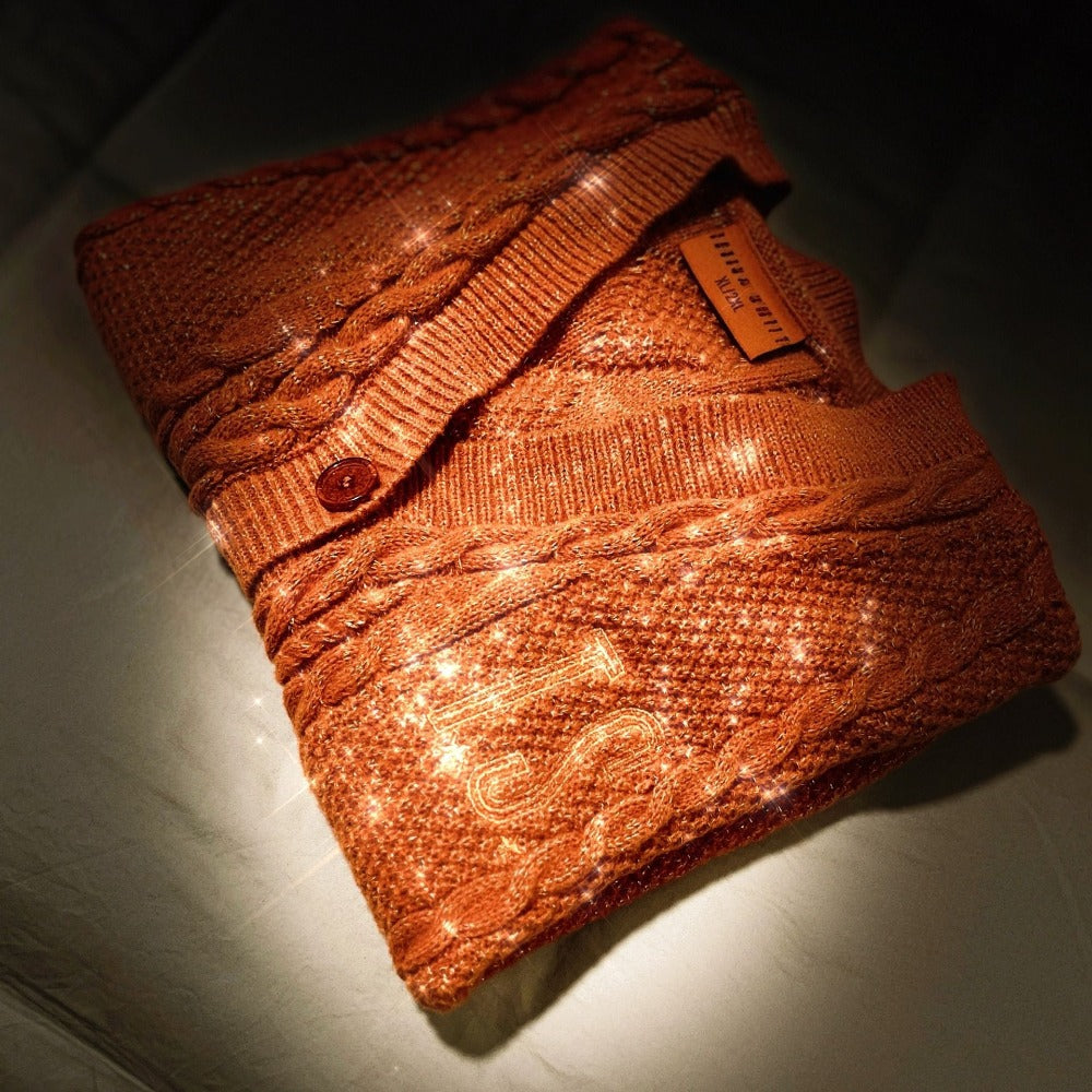 Taylor's Inspried The Life Of A Showgirl TLOAS Cardigan Sweater Embroidered Star Cable Knite